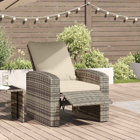Sillón reclinable jardín y cojines ratán sintético marrón claro vidaXL