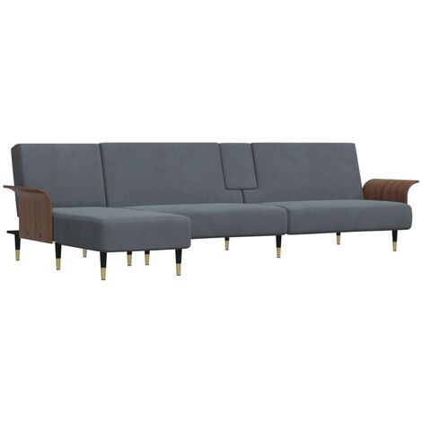 Sofá cama en forma de L terciopelo gris oscuro 279x140x70 cm vidaXL (1/5)