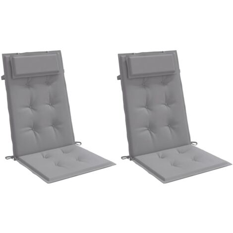 Cojines de silla con respaldo alto 2 uds tela Oxford gris vidaXL