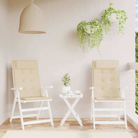 Cojines de silla con respaldo alto 2 uds tela Oxford beige vidaXL