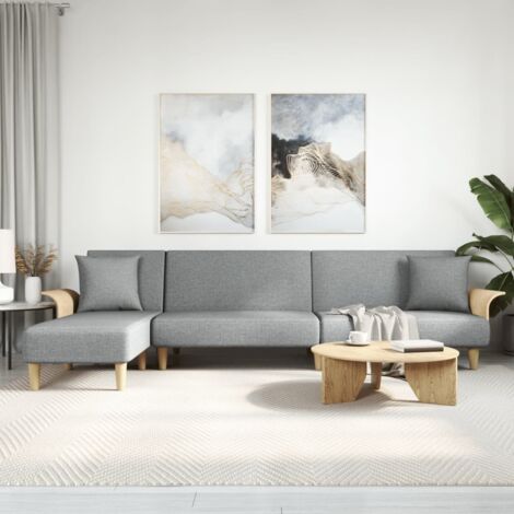 Sofá cama en forma de L tela gris claro 279x140x70 cm vidaXL (1/5)