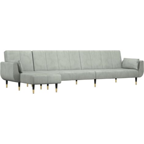 Sofá cama en forma de L terciopelo gris claro 275x140x70 cm vidaXL (1/5)