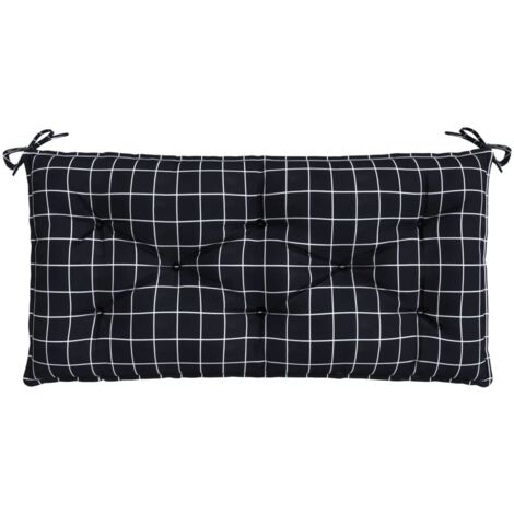 Cojín para banco de jardín tela a cuadros negro 110x50x7 cm vidaXL