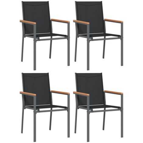 Sillas de jardín 4 uds textilene y acero negro 55x61,5x90 cm vidaXL