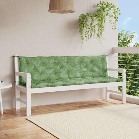 Cojines banco jardín 2 uds tela estampado de hojas 200x50x7 cm vidaXL