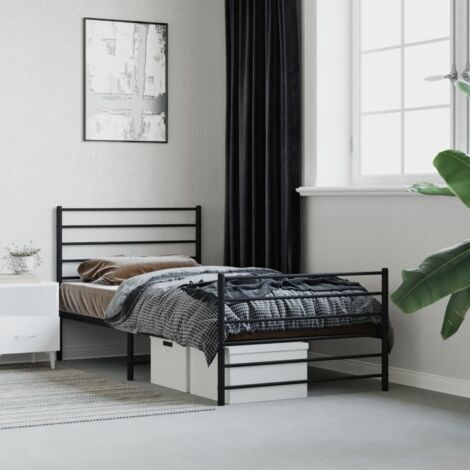 Estructura cama sin colchón con estribo metal negro 90x190 cm vidaXL (1/5)