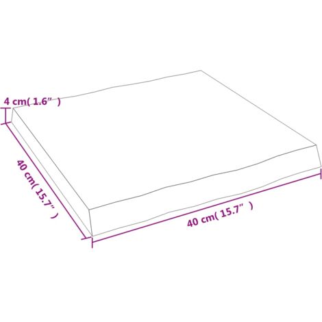 Tablero de mesa madera maciza borde natural 40x40x(2-4) cm vidaXL