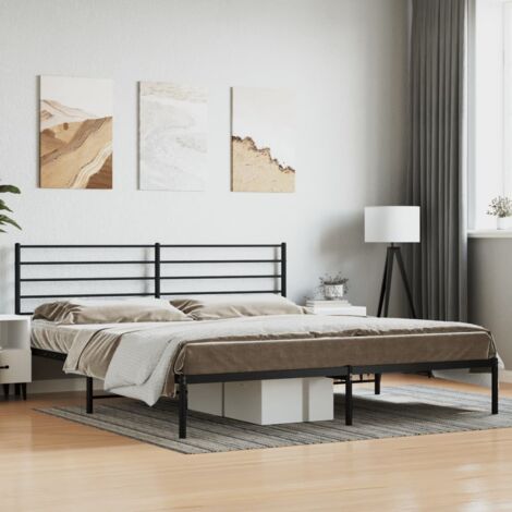 Estructura cama sin colchón con cabecero metal negro 200x200 cm vidaXL (1/5)