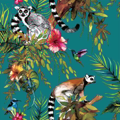 Papel de pared diseño lemur verde 12402 DUTCH WALLCOVERINGS