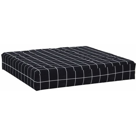 Cojín para palés tela Oxford a cuadros negro 60x60x8 cm vidaXL