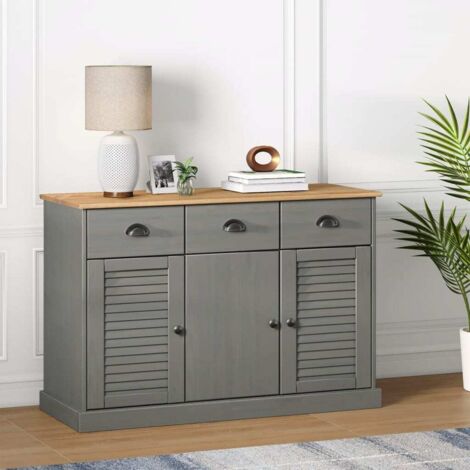 Aparador con cajones VIGO madera maciza pino gris 113x40x75 cm vidaXL