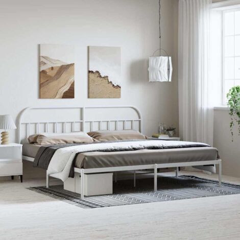 Estructura cama sin colchón con cabecero metal blanco 193x203cm vidaXL (1/5)