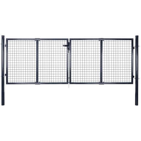 Puerta de jardín de malla de acero galvanizado, 306 x 100 cm, gris vidaXL