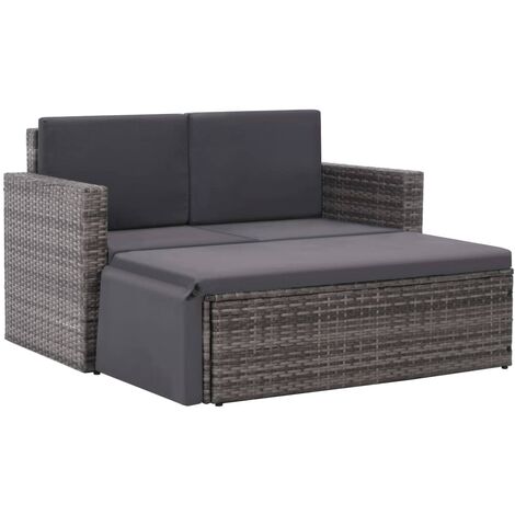 Set de muebles de jardín 2 pzas y cojines ratán sintético gris vidaXL