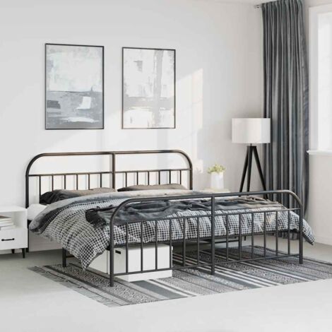 Estructura cama sin colchón con estribo metal negro 193x203 cm vidaXL (1/5)