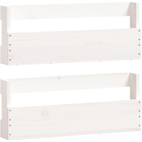 Estantes de zapatos de pared 2 uds madera pino blanco 59x9x23cm vidaXL (1/6)