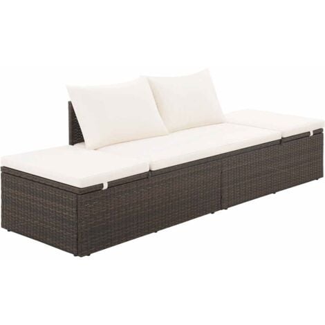 Cama de jardín 195x60 cm ratán sintético marrón vidaXL