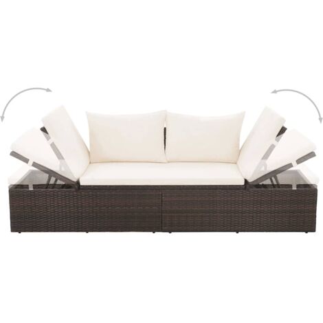 Cama de jardín 195x60 cm ratán sintético marrón vidaXL