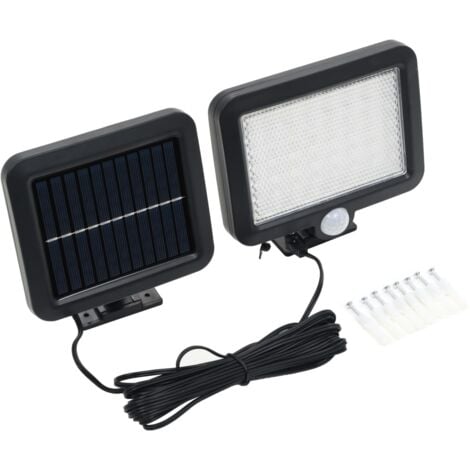 vidaXL Lámpara solar con sensor de movimiento luz LED blanco - Negro