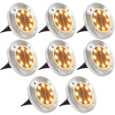 Lámparas solares de suelo 8 unidades luces LED blanco cálido vidaXL