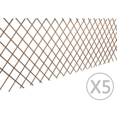 vidaXL Valla enrejada de sauce 5 piezas 180x90 cm - Marrón