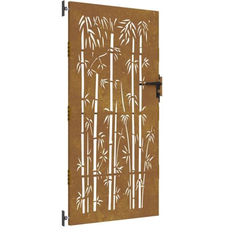 Puerta de jardín acero corten diseño bambú 85x175 cm vidaXL (1/5)