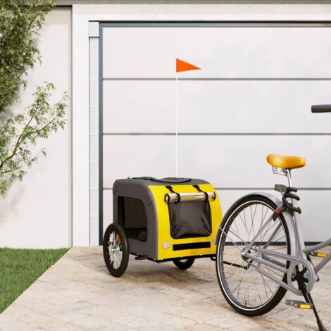 Remolque de bicicleta mascotas hierro tela Oxford amarillo gris vidaXL