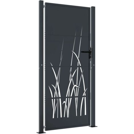 Puerta de jardín antracita 105x205 cm acero diseño hierba vidaXL