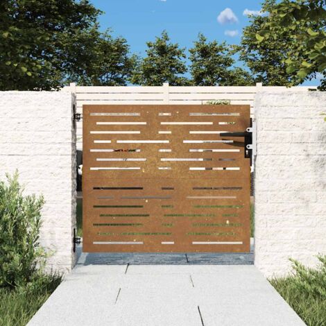 Puerta de jardín acero corten diseño cuadrado 85x100 cm vidaXL (1/5)