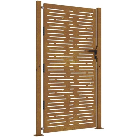 Puerta de jardín 105x180 cm de acero corten con diseño cuadrado vidaXL