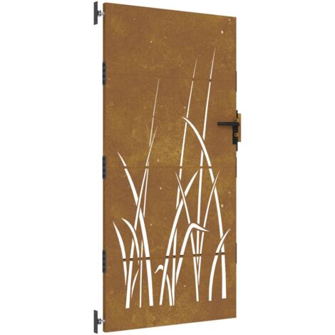 Puerta de jardín acero corten diseño hierba 85x175 cm vidaXL