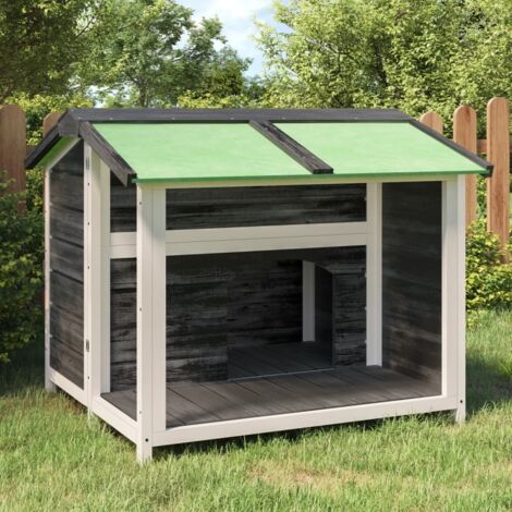 Caseta para perros madera maciza de pino gris 96x87x80,5 cm vidaXL