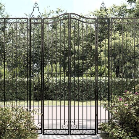 Puerta de jardín de hierro forjado negro 121x8x200 cm vidaXL