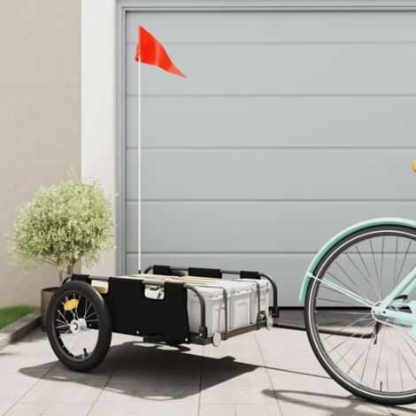 Remolque para bicicletas hierro y tela Oxford negro vidaXL