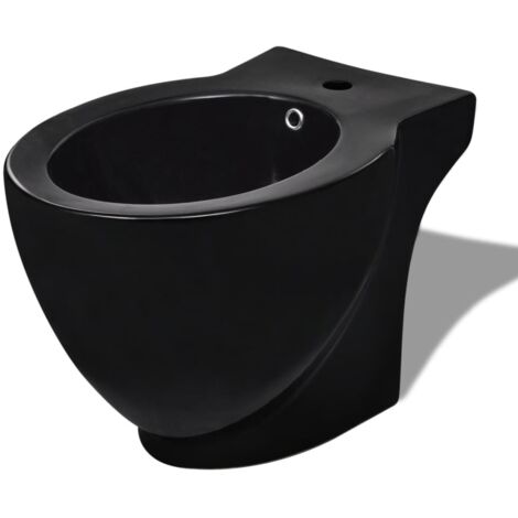 Bidet redondo de cerámica, negro vidaXL