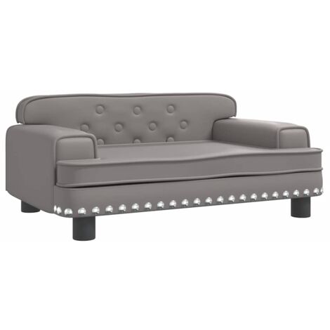 Cama para perros de cuero sintético gris 70x45x30 cm vidaXL