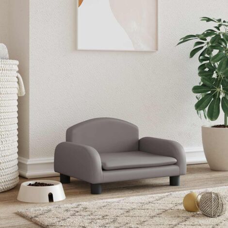 Cama para perros de cuero sintético gris 50x40x30 cm vidaXL