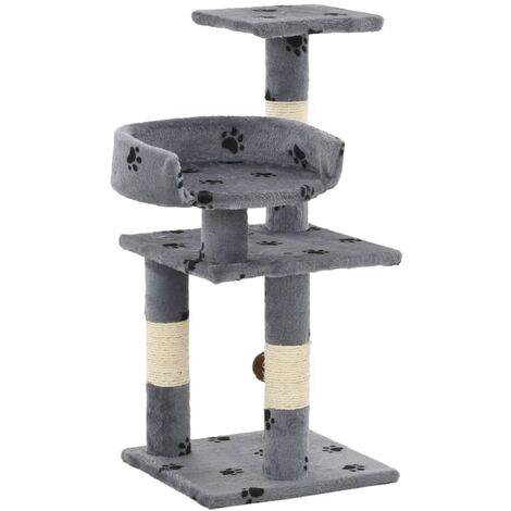 Rascador para gatos poste de sisal 65 cm huellas gris vidaXL