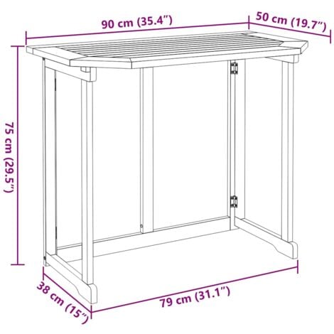 Mesa para terraza bistró madera maciza de acacia 90x50x75 cm vidaXL