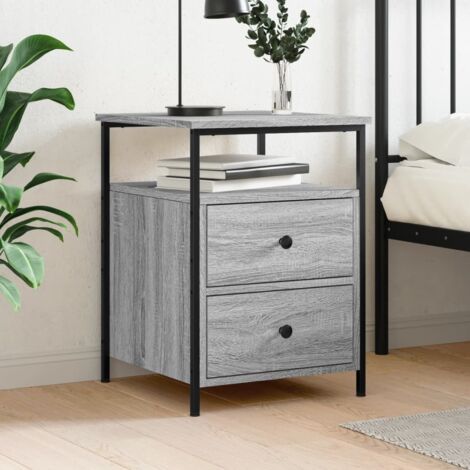Mesita de noche madera de ingeniería gris Sonoma 44x45x60 cm vidaXL (1/5)