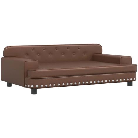 Cama para perros de cuero sintético marrón 90x53x30 cm vidaXL
