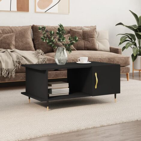 Mesa de centro madera contrachapada negro 90x50x40 cm vidaXL