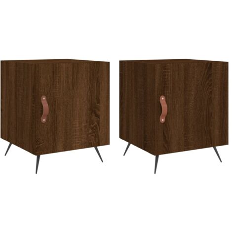 Mesitas noche 2 uds madera ingeniería marrón roble 40x40x50 cm vidaXL (1/5)