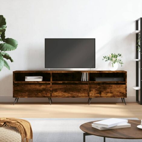 Mueble de TV madera contrachapada roble ahumado 150x30x44,5 cm vidaXL