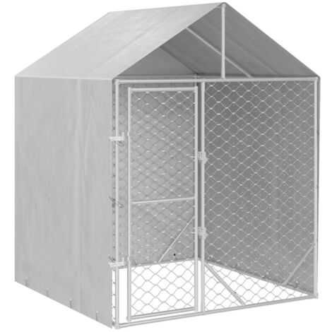 Perrera de exterior con toldo acero galvanizado plata 2x2x2,5 m vidaXL