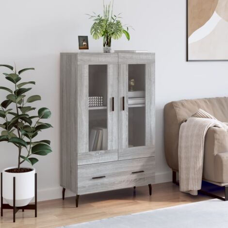 Aparador alto madera de ingeniería gris Sonoma 69,5x31x115 cm vidaXL