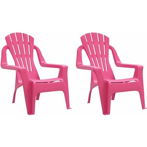 Sillas de jardín niños 2 uds aspecto madera PP rosa 37x34x44 cm vidaXL