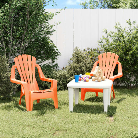 Sillas jardín niños 2 uds aspecto madera PP naranja 37x34x44 cm vidaXL