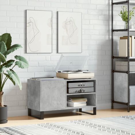 Mueble de discos madera de ingeniería gris hormigón 85x38x48 cm vidaXL