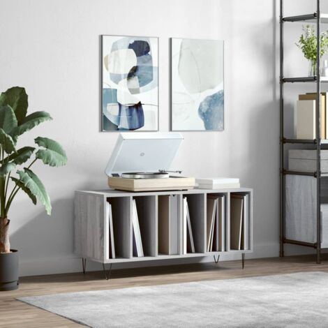 Mueble para discos madera contrachapada gris Sonoma 100x38x48cm vidaXL